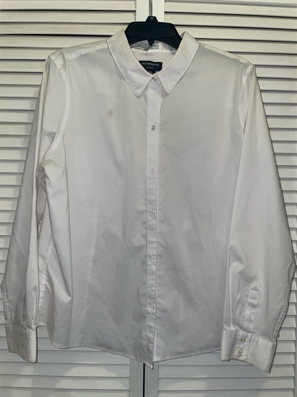 Liz Claiborne Career Petite White Button Down Shirt PXXL Classic Blouse
